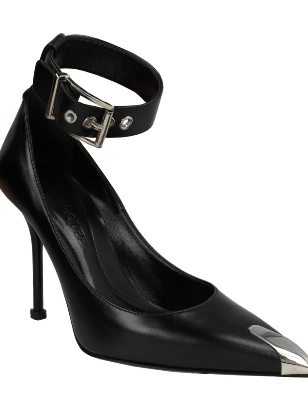 Alexander McQueen Punk Ankle Strap Heels Leather Pointed Toe Sz 38 NWOT
